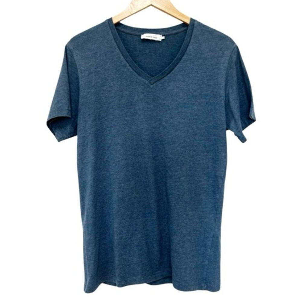 Samsoe Samsoe Blue Marian V Neck Short Sleeve T Shirt Sz L